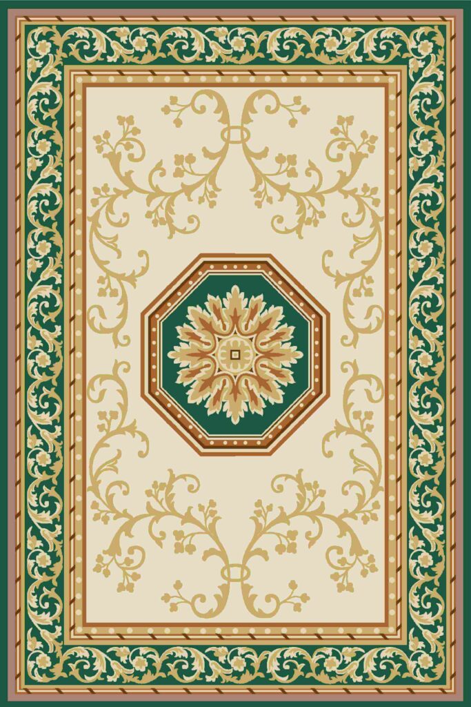 green traditional rug