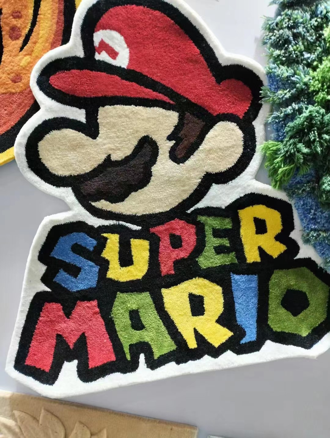 Irregular shape super mario tufted kids room wool rug