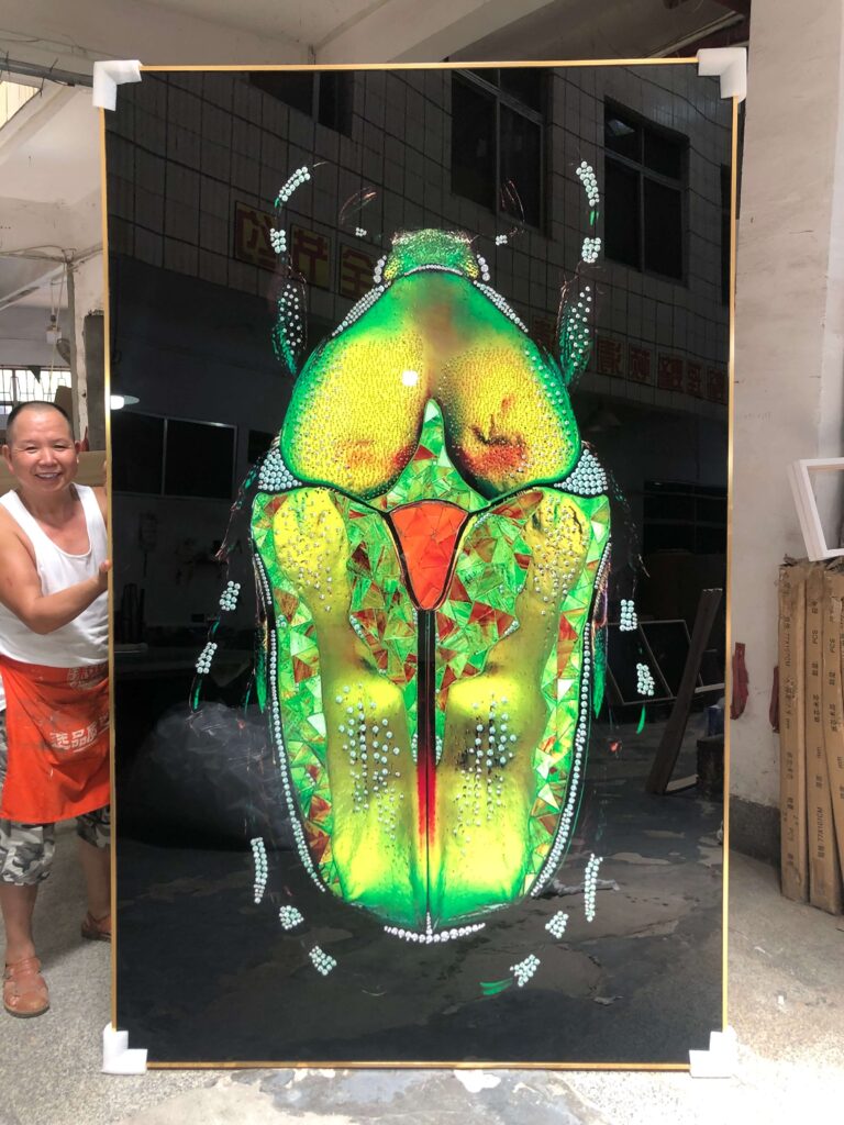 Green inset painting idea glass crystal art painting 