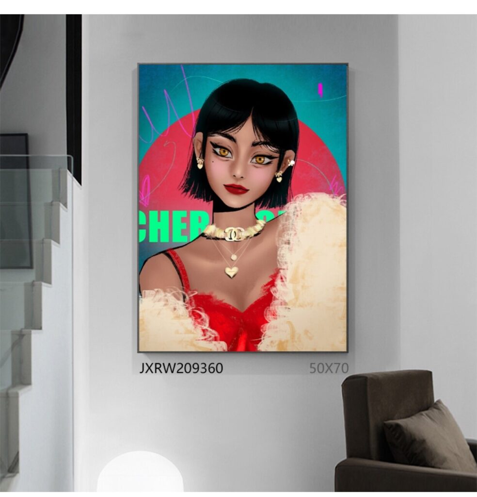 Bedroom beautiful girl figure painting 