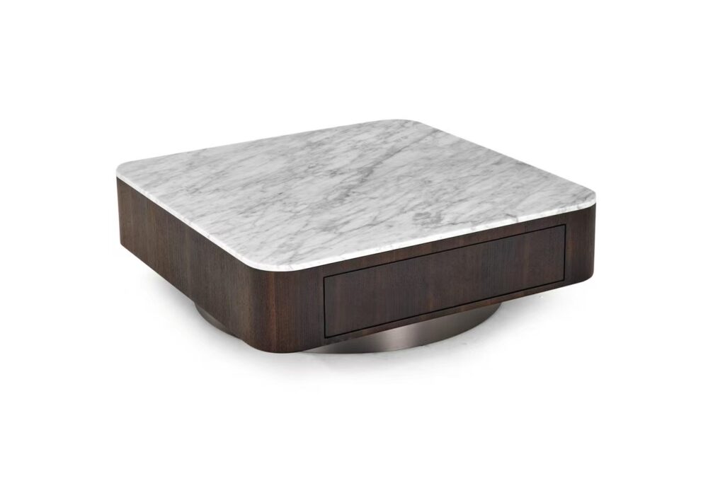wood and marble coffee table 
